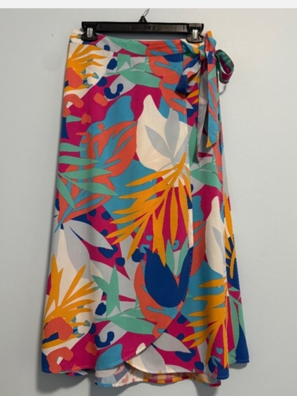 J. Crew Tropical Print Wrap Skirt in Pink, Blue, Yellow, Teal